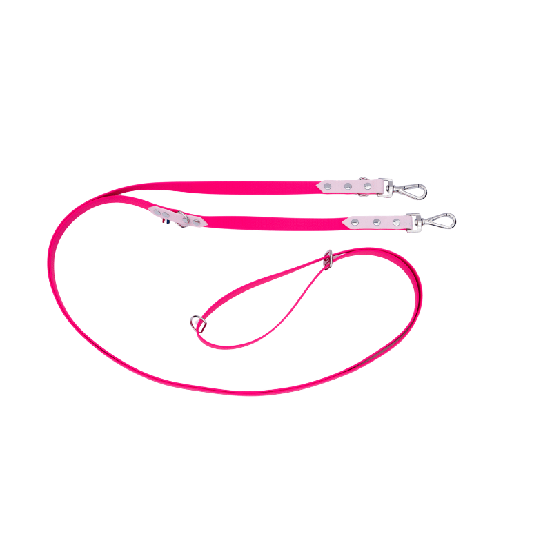 Laisse multiposition Hexa Rose Fluo / Rose pastel