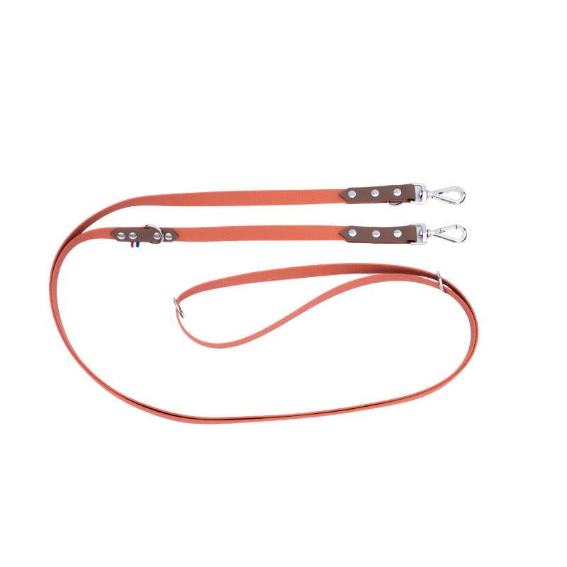 Laisse multiposition Hexa Marron & Terracotta