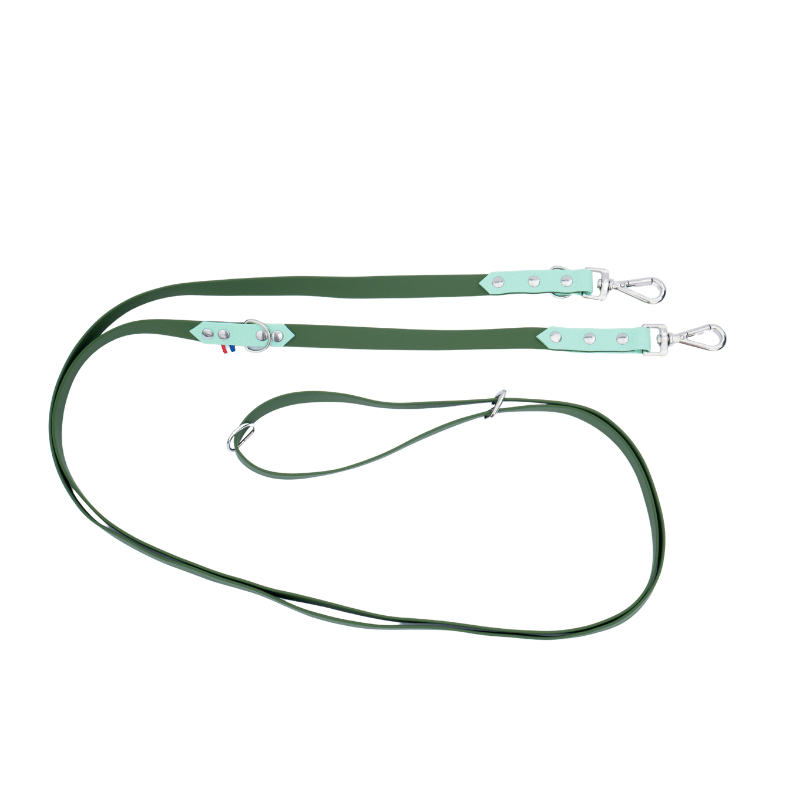 Laisse multiposition Hexa Vert olive / Vert menthe