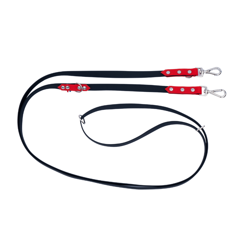 Laisse multiposition Hexa noire & rouge