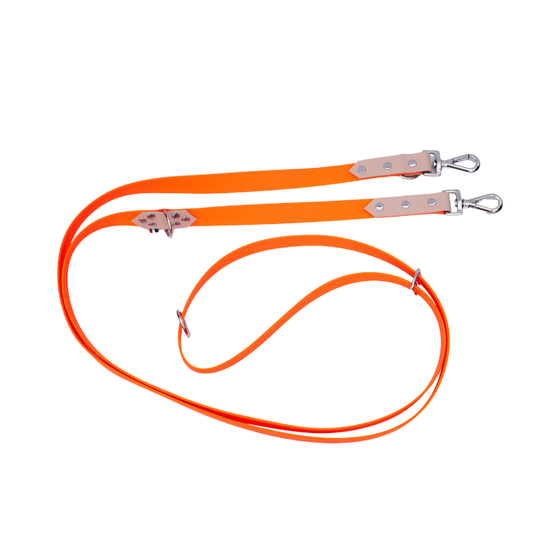 Laisse multiposition - orange/beige 8kg-80kg Biothane
