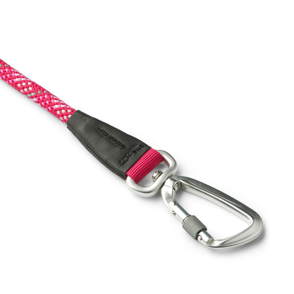 laisse rose en corde avec mousqueton