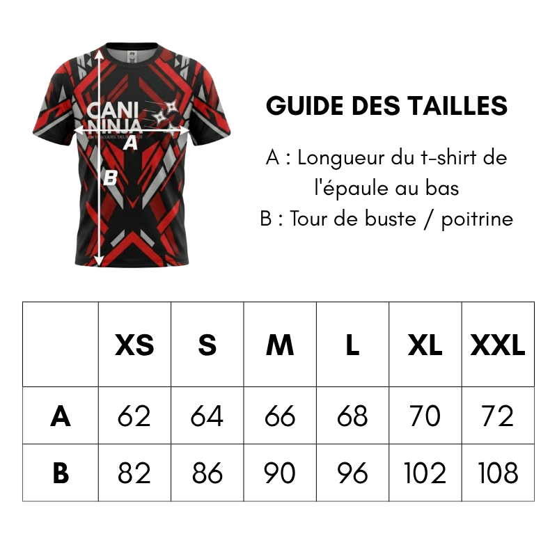 guide des tailles t-shirt cani ninja 