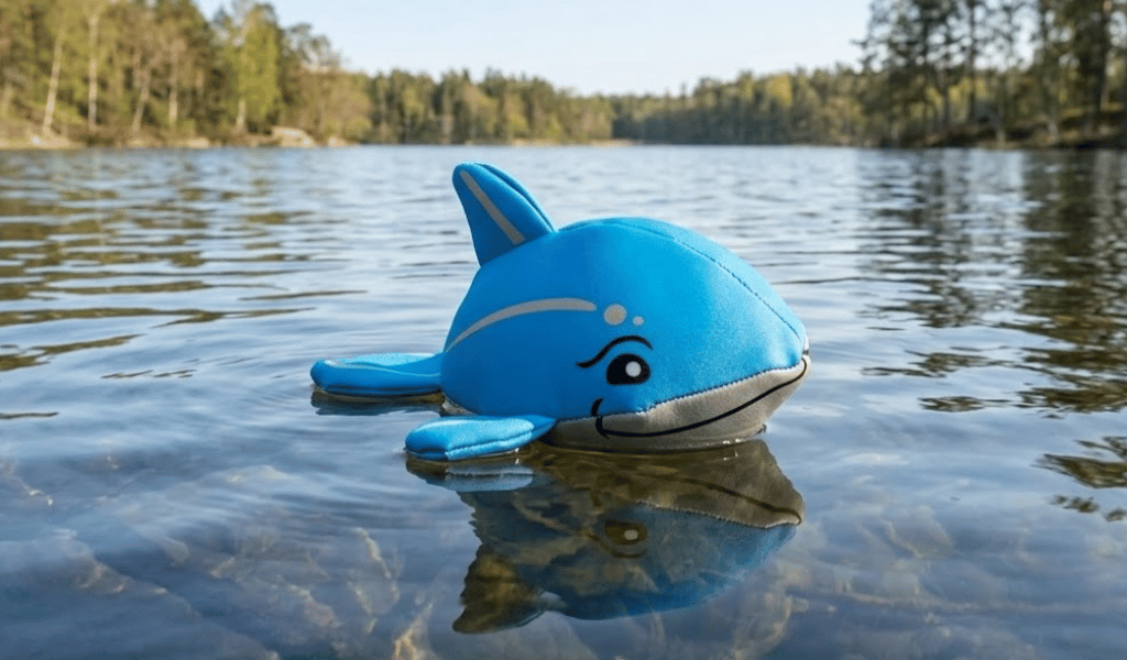 jouet flottant jouet baleine, jouet bleu et blanc pour chien 